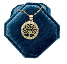 Load image into Gallery viewer, Tree of life Pendant with cubic zirconias - 14k Solid Gold