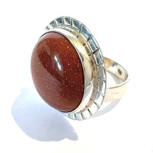 Load image into Gallery viewer, Silver Ring & Goldstone