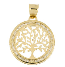 Load image into Gallery viewer, Tree of life Pendant with cubic zirconias - 14k Solid Gold
